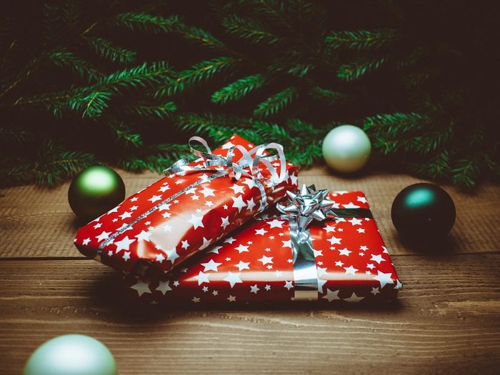 Christmas Trees and Gifts Recycled Eco Kraft Wrapping Paper: 3m x 50cm Roll