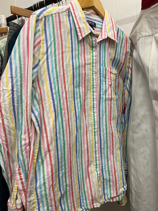 90s Lands End Button Up Rainbow Shirt