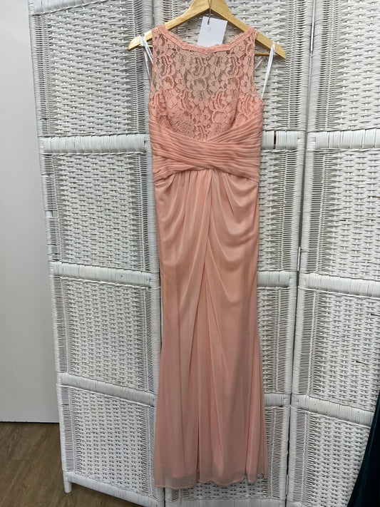 David's Bridal, High Neck with Lace, Peach, Size 4