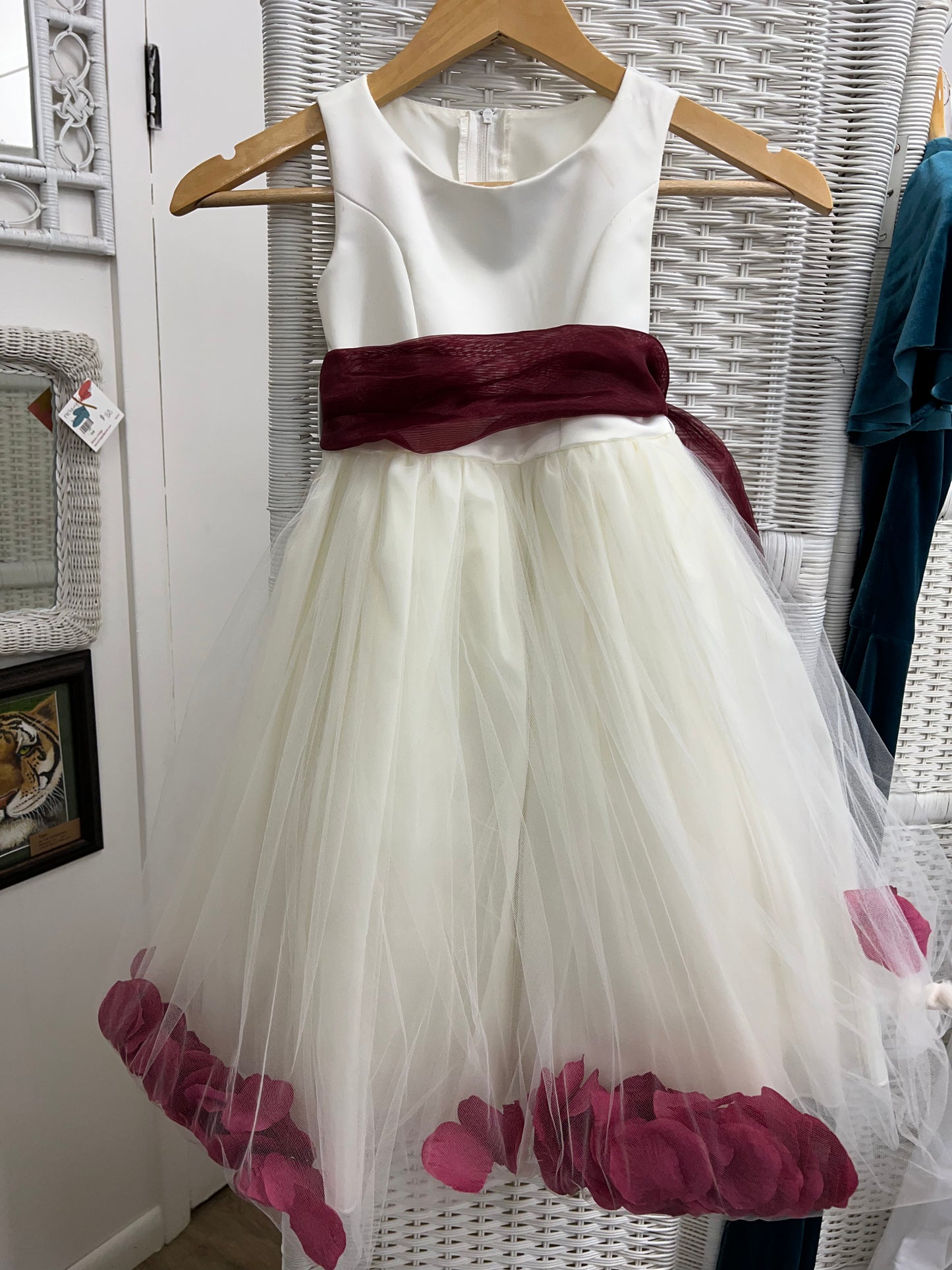 My Best Kid, Style 152, Ivory with Red Petals, Size 3-4